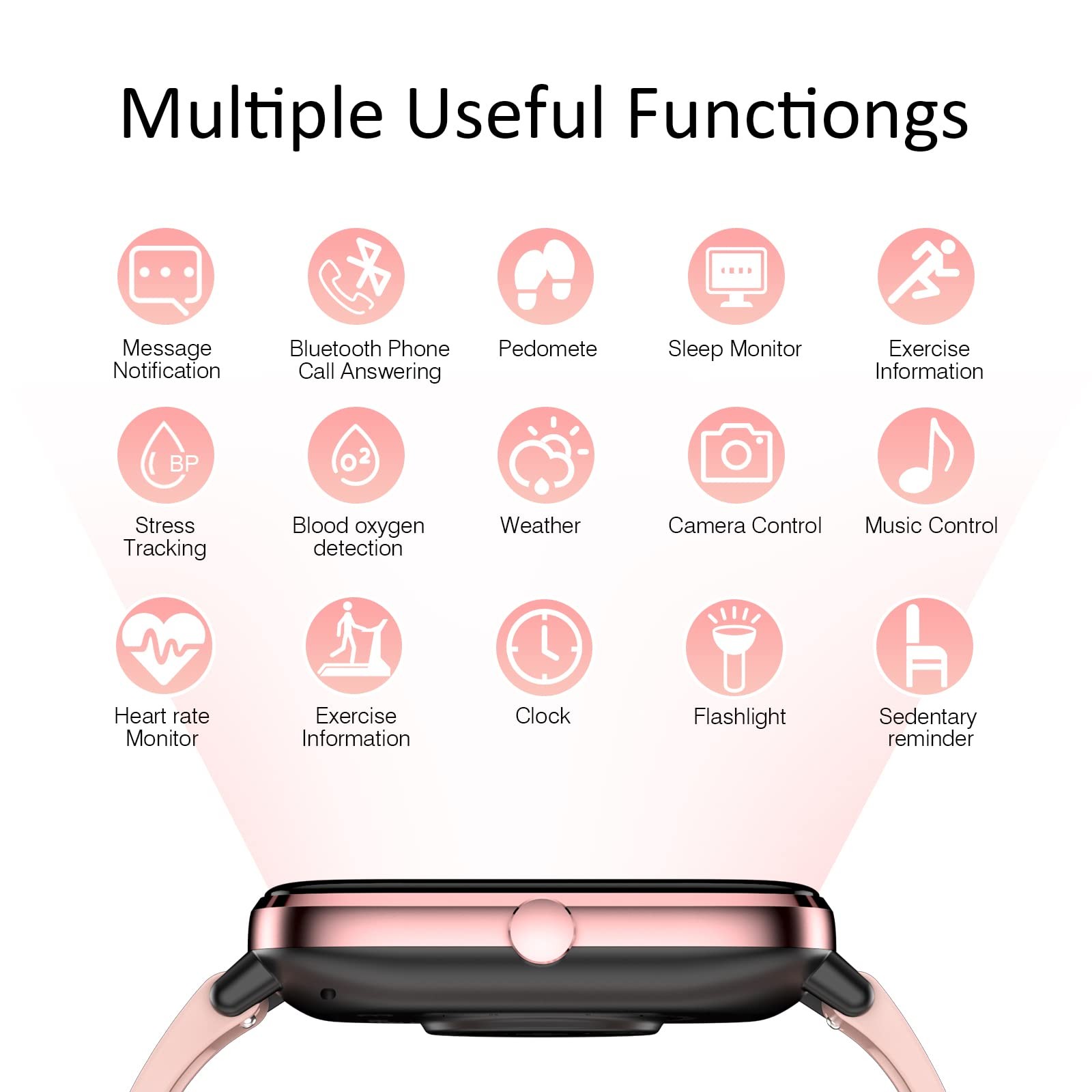 Smartwatch for Women – Call, Fitness Tracker, Heart Rate & Sleep 1.83″, Pink