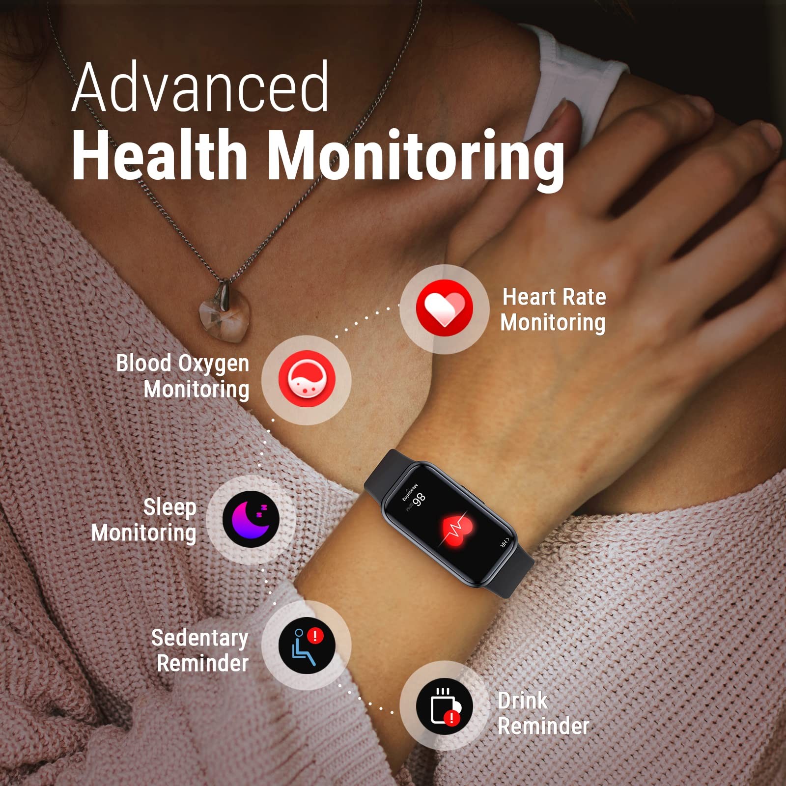 Fitness Tracker with , 24/7 Heart Rate and Sleep Tracking, IP68 Waterproof Ac…