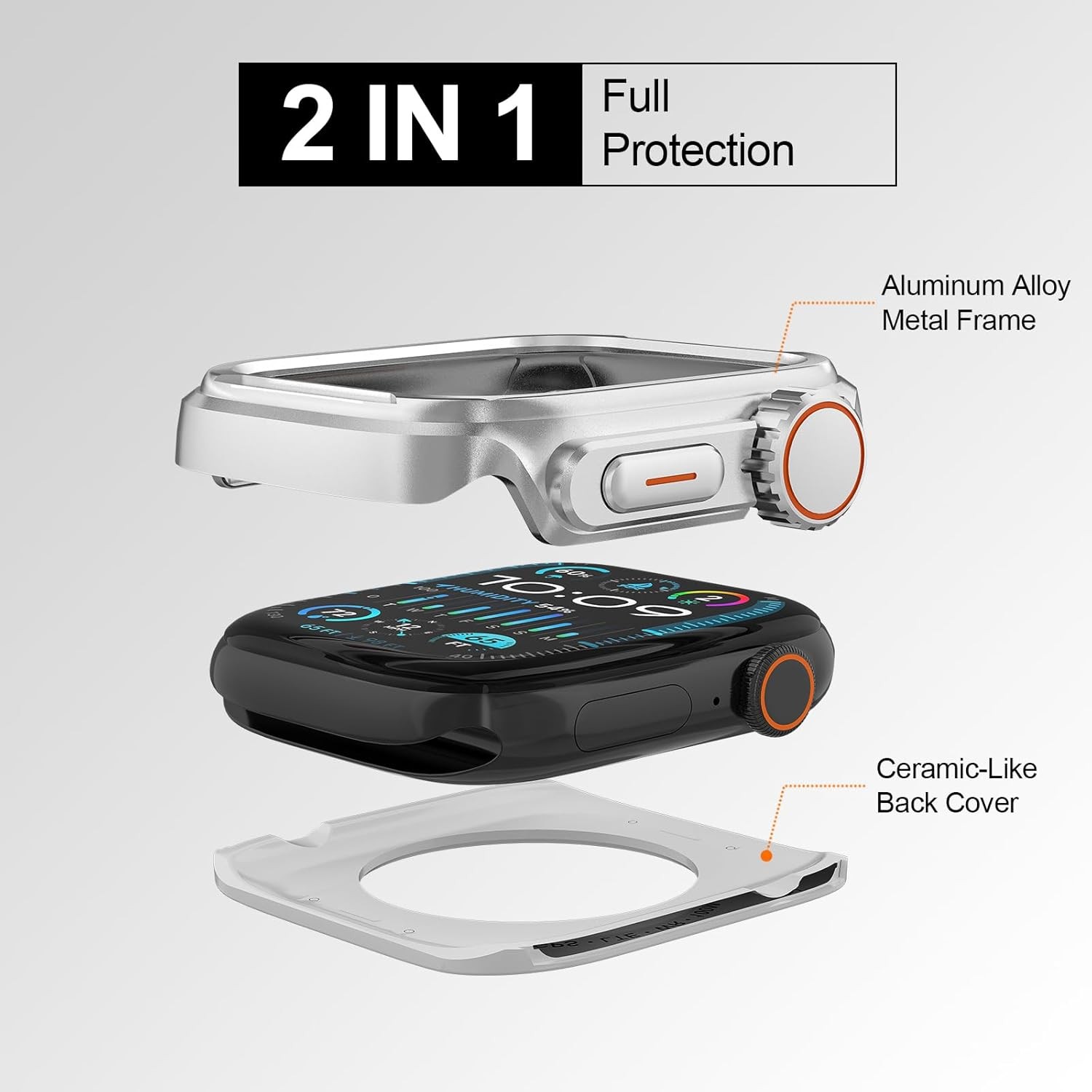 2 in 1 Metal Alloy Case for Apple Watch Series 11/10 46mm, Shockproof Bumper