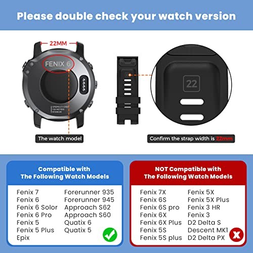 Soft Silicone Band Compatible with Garmin Fenix 6/7/8 Pro 22mm Men Women Sport