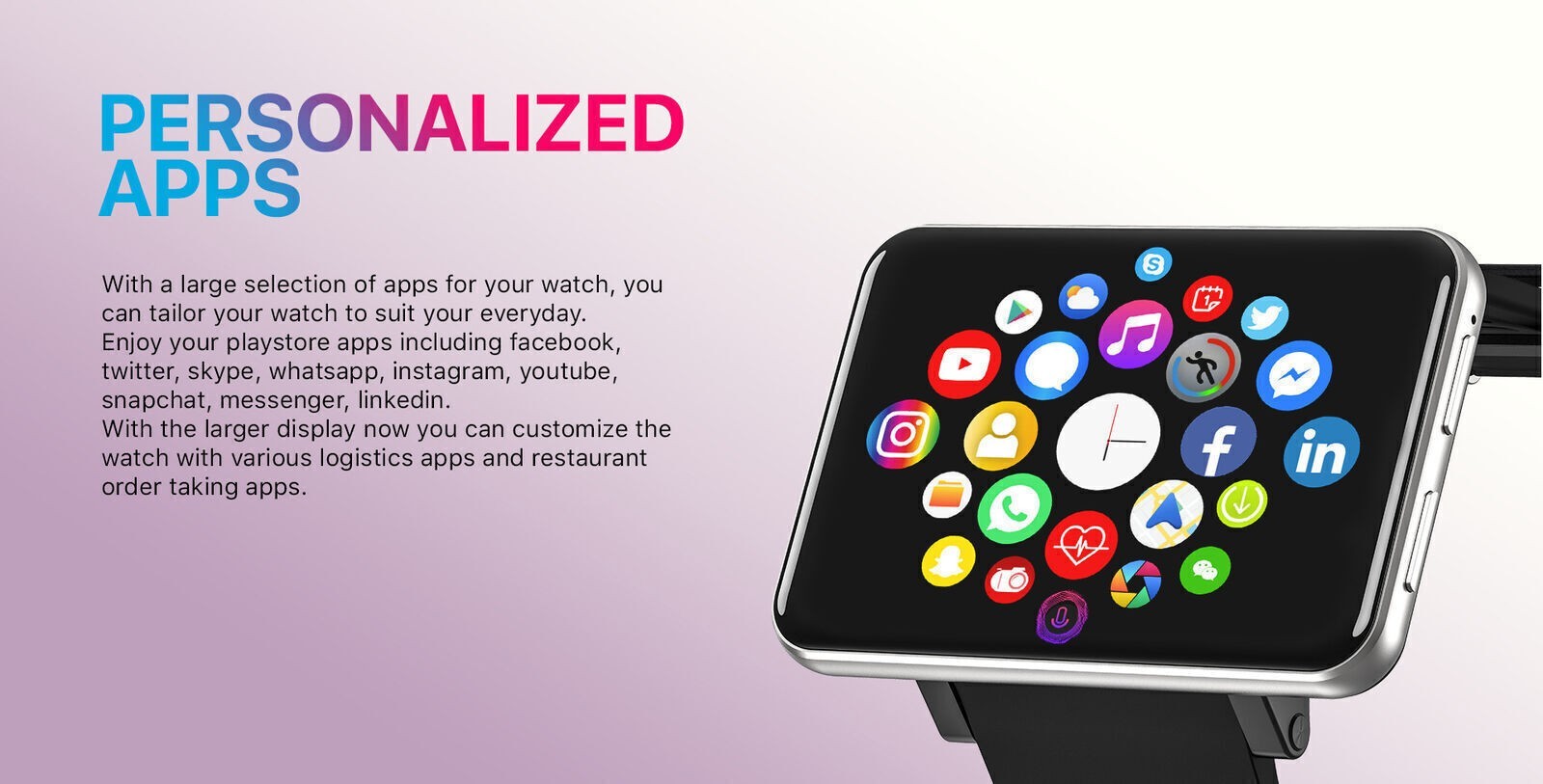 2.86inch DM100 4G LTE Smart Watch 7.1 Phone GPS WIFI Camera 16GB/32GB Smartwatch