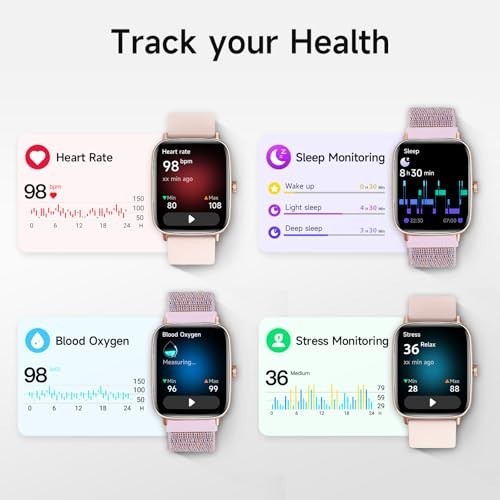 HD Smart Watch for Women – 1.85” Fitness Tracker, Heart Rate, Sleep Monitor, IP6