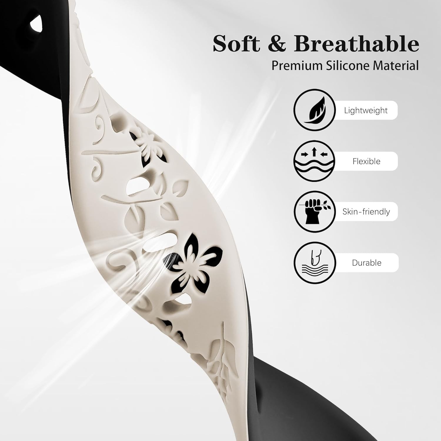 Stylish 18mm Floral Engraved Smartwatch Band for Venu, Forerunner & Vivoactive