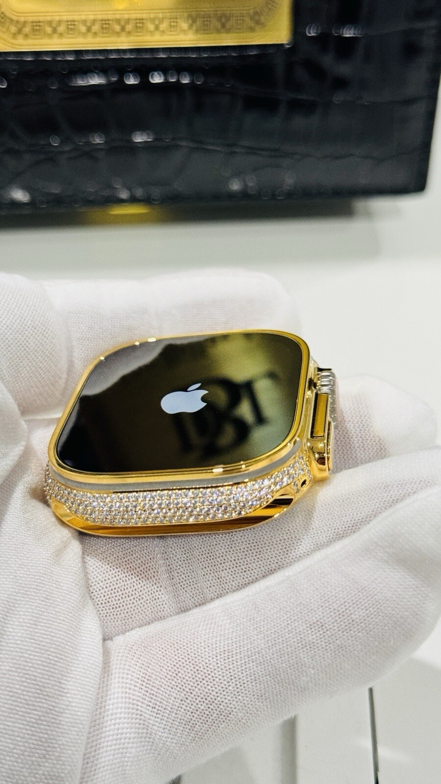 24k Gold Plated Apple Watch ULTRA 2 49mm Zircon Diamonds Engraved 2x Bands
