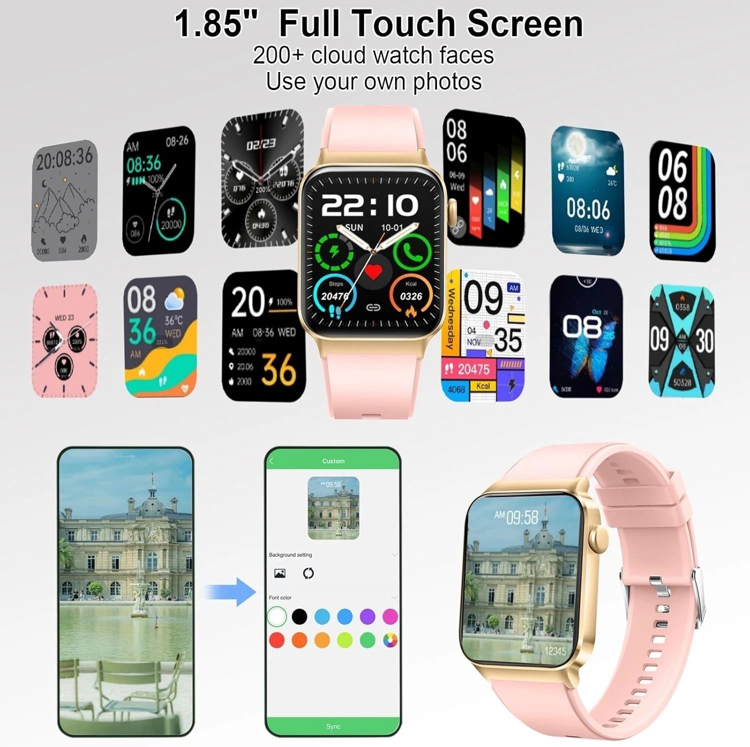 Women’s Smart Watch Bluetooth SmartWatch For Apple iPhone iOS and Android