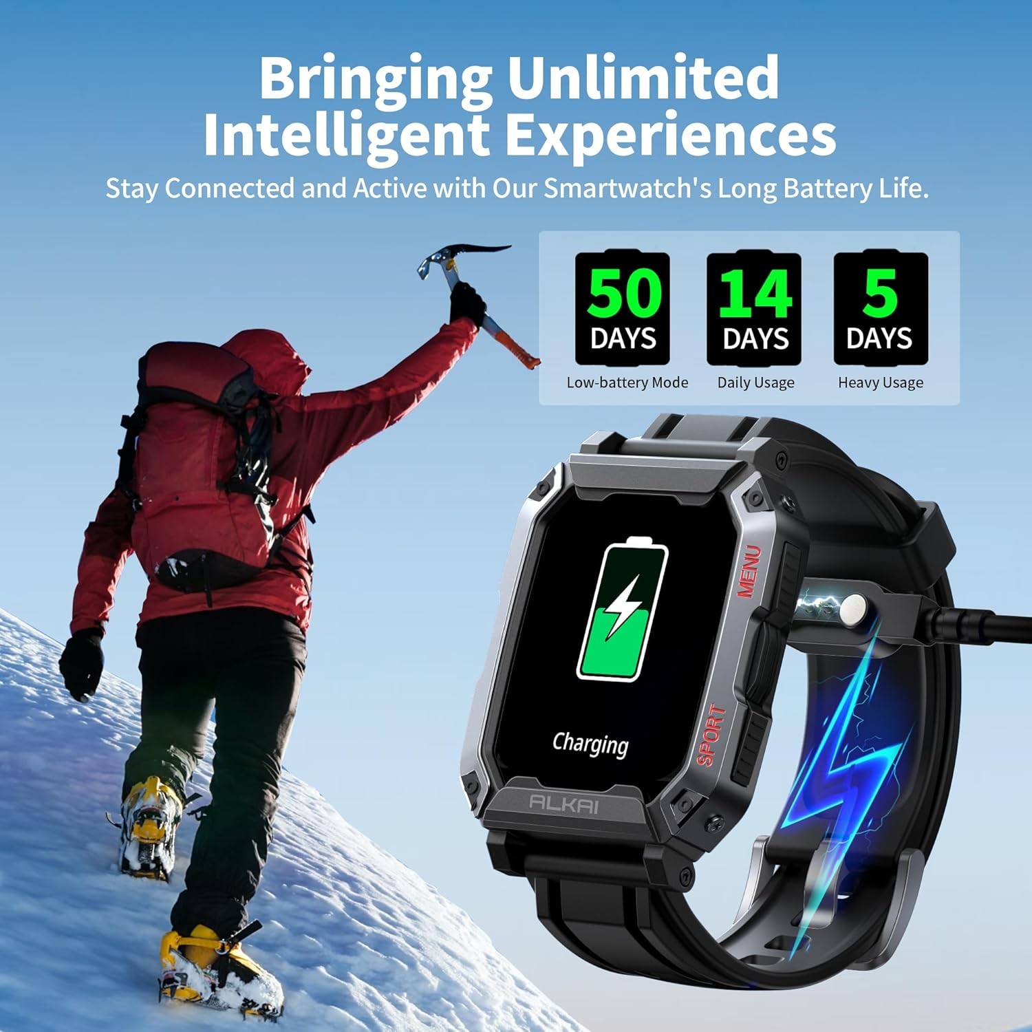 2026 Military Smart Watch Fitness Tracker Men Bluetooth 380mAh Outdoor IP68 5ATM