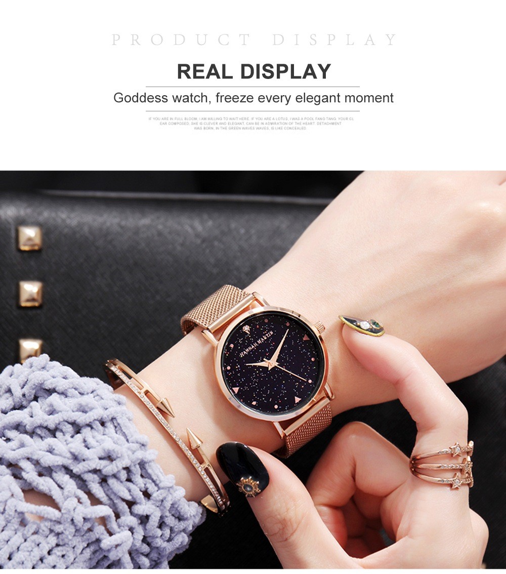 Japan Quartz Movement Stainless Steel Mesh Band Watch Waterproofing For Women
