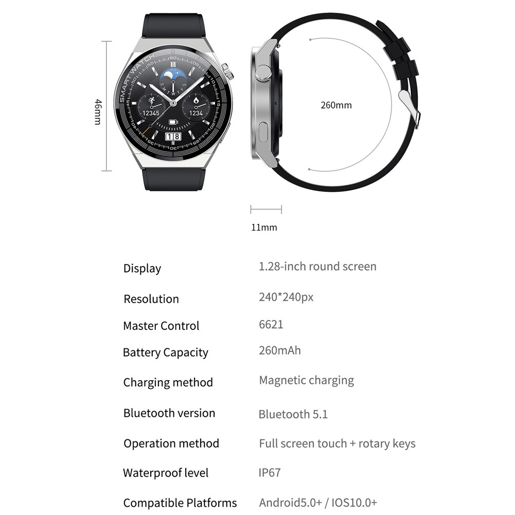 Touch Screen Smart Watch Men Women Business Watch Bluetooth Call for Cell Phones