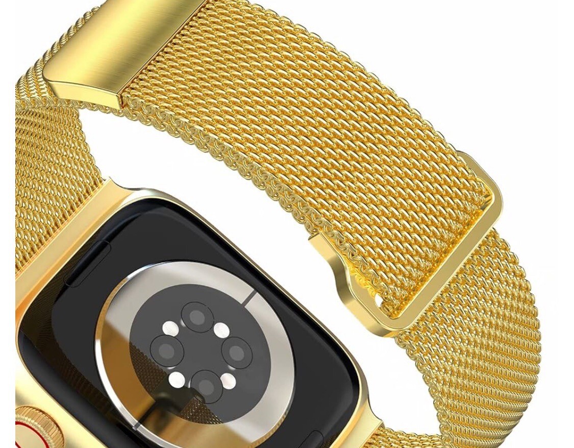 24K Gold Plated 41MM Apple Watch SERIES 9 Gold Plated Mesh Loop Stainless Steel