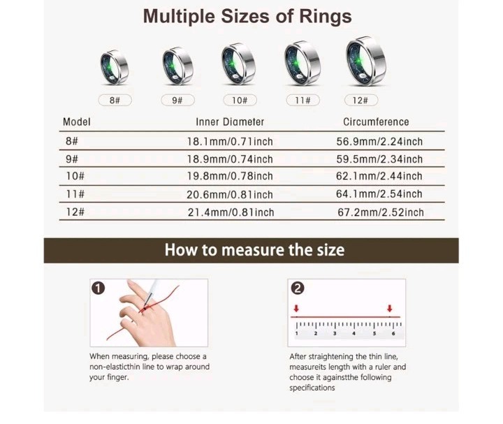 RIFESI Smart Ring for Women Men Minimalist Fitness Ring & Sleep Tracker-Silver#9
