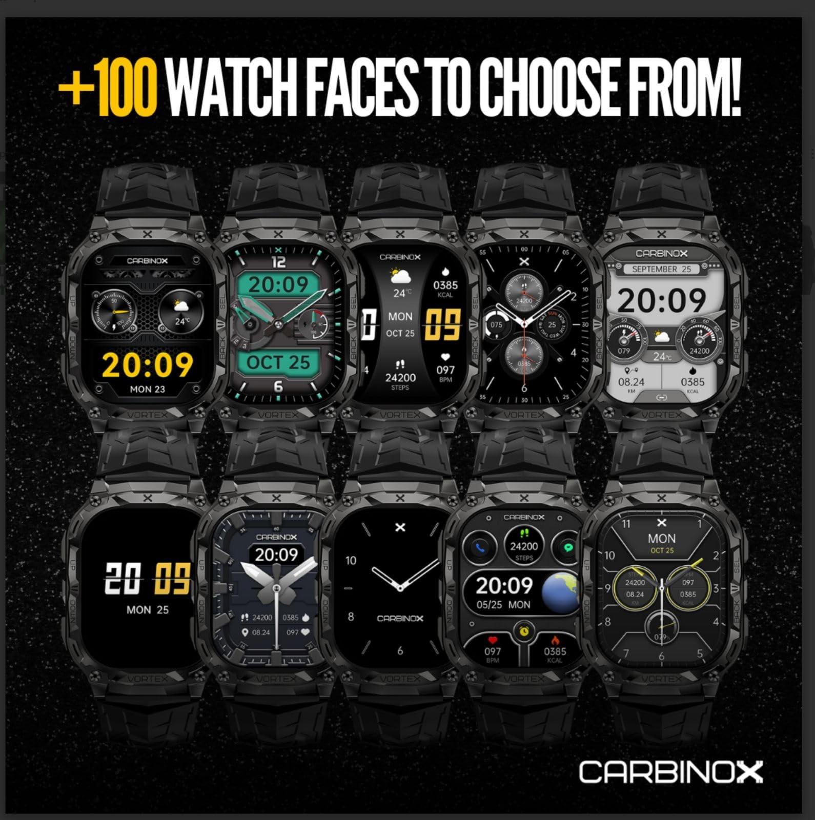 CARBINOX Vortex Smartwatch Answer/Make Calls, Military-Grade Rugged Fitness T…