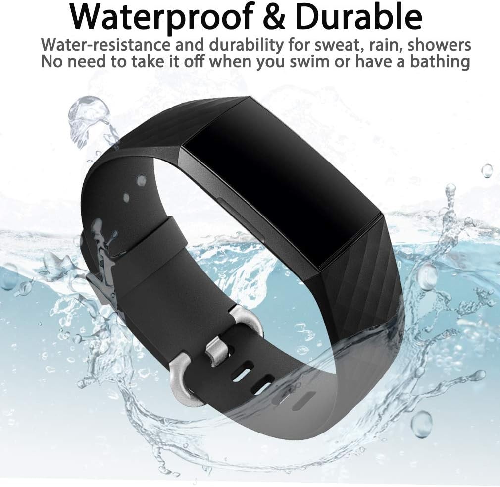 Large Black Waterproof Watch Strap for Fitbit Charge 4 / Charge 3 – Compatible B