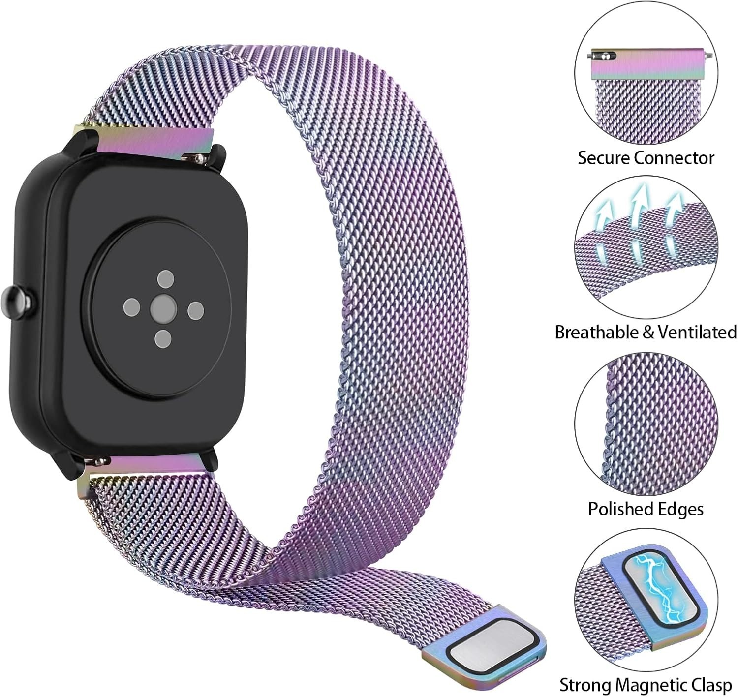 Adjustable 20mm Stainless Steel Bands with Magnetic Clasp for Amazfit GTS Series