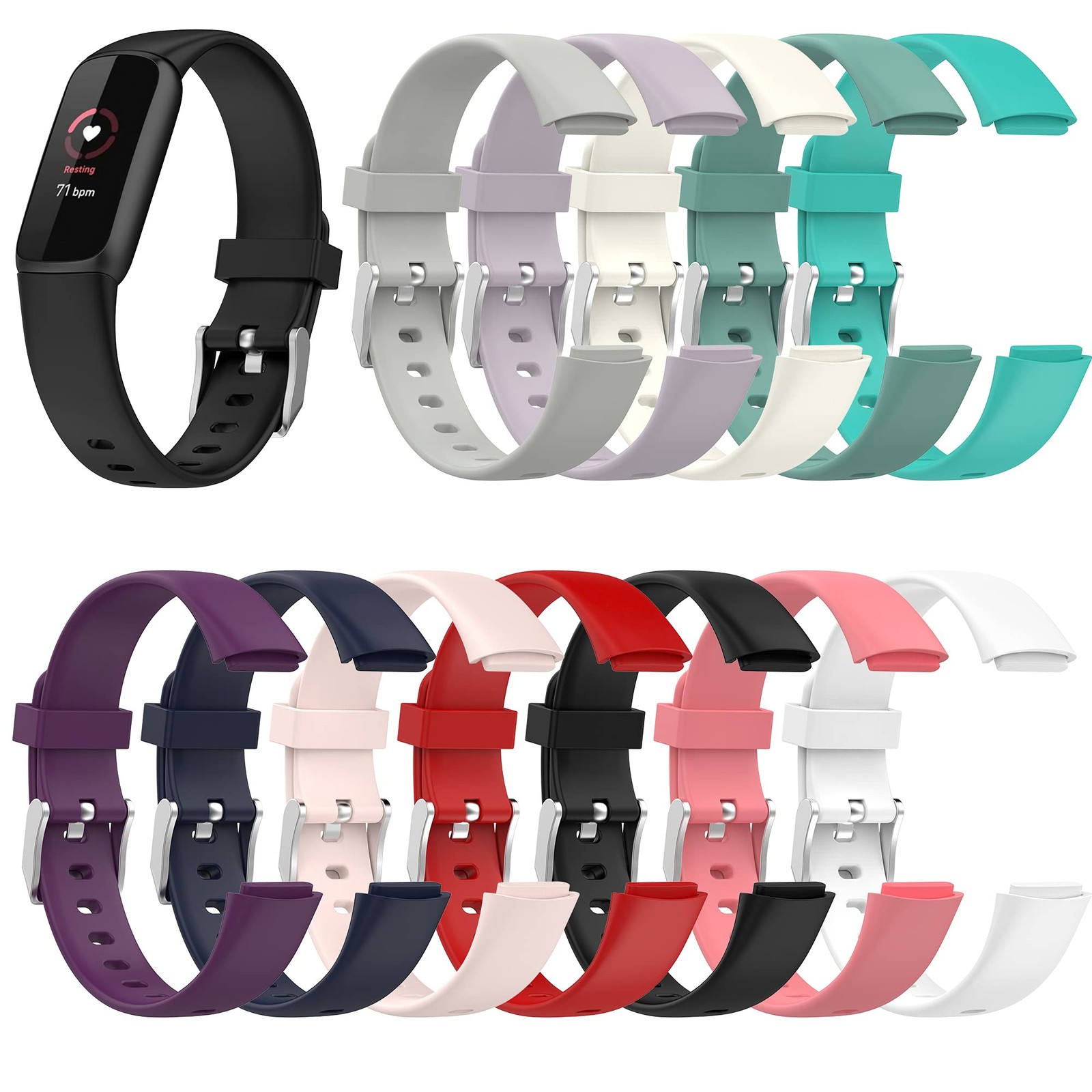 Fit for Fitbit Luxe Bands, Adjustable Soft Silicone Band Straps Wristbands Br…