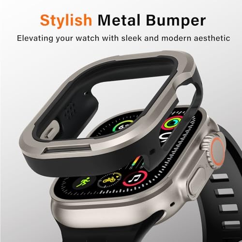 Compatible with Apple Watch Ultra 3/2/1 49mm Metal Bumper TPU Slim Protective Co