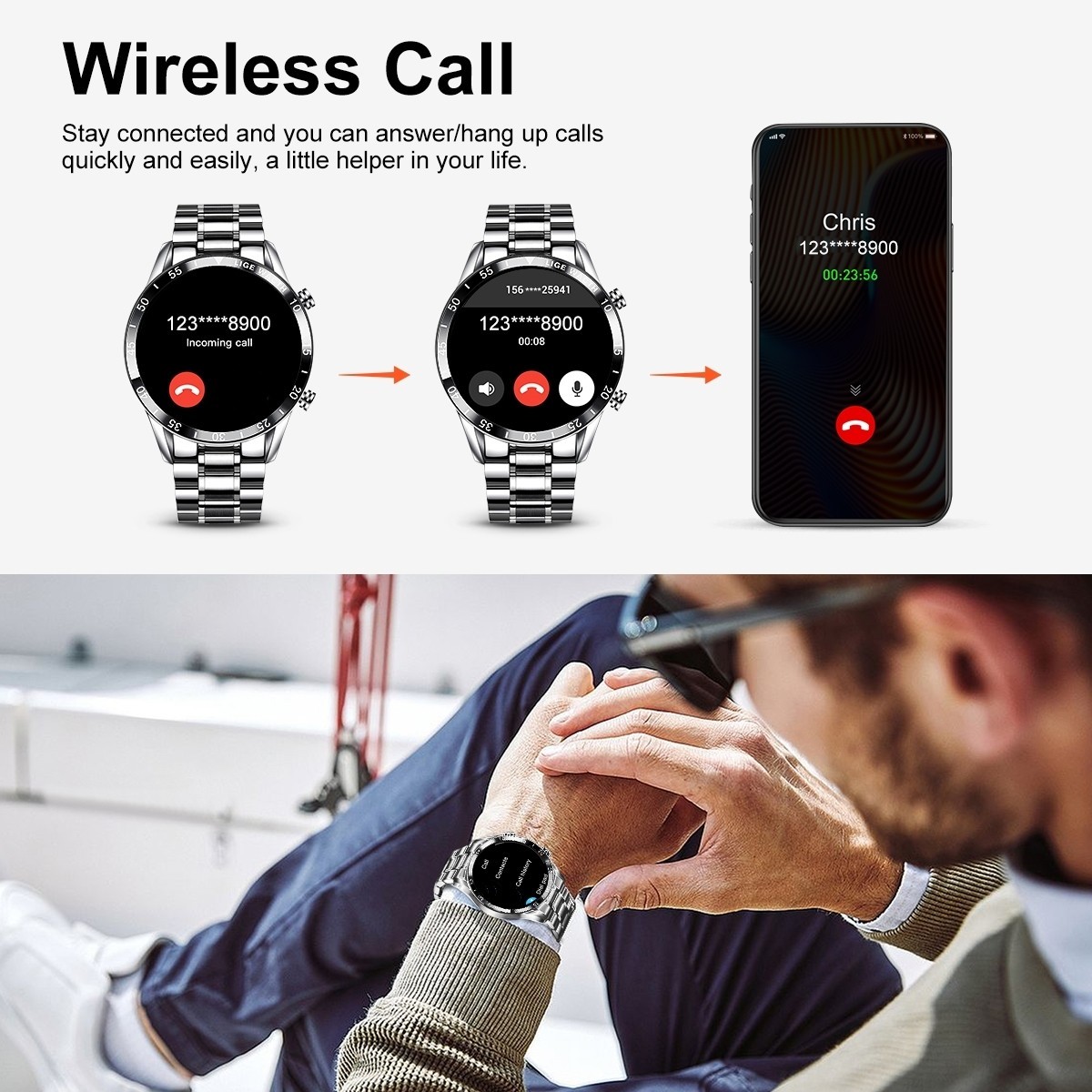 Smart Watch Military Tactical Men Sports Heart Rate Fitness Tracker Wristwatch