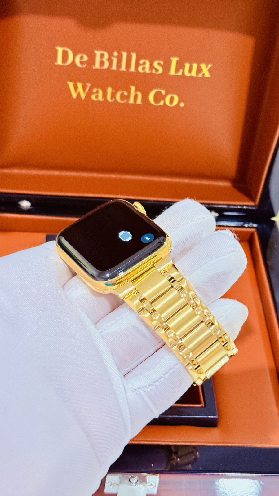 24K Gold Plated 45MM Apple Watch SERIES 9 With Gold Link Lux Finish Band GPS LTE