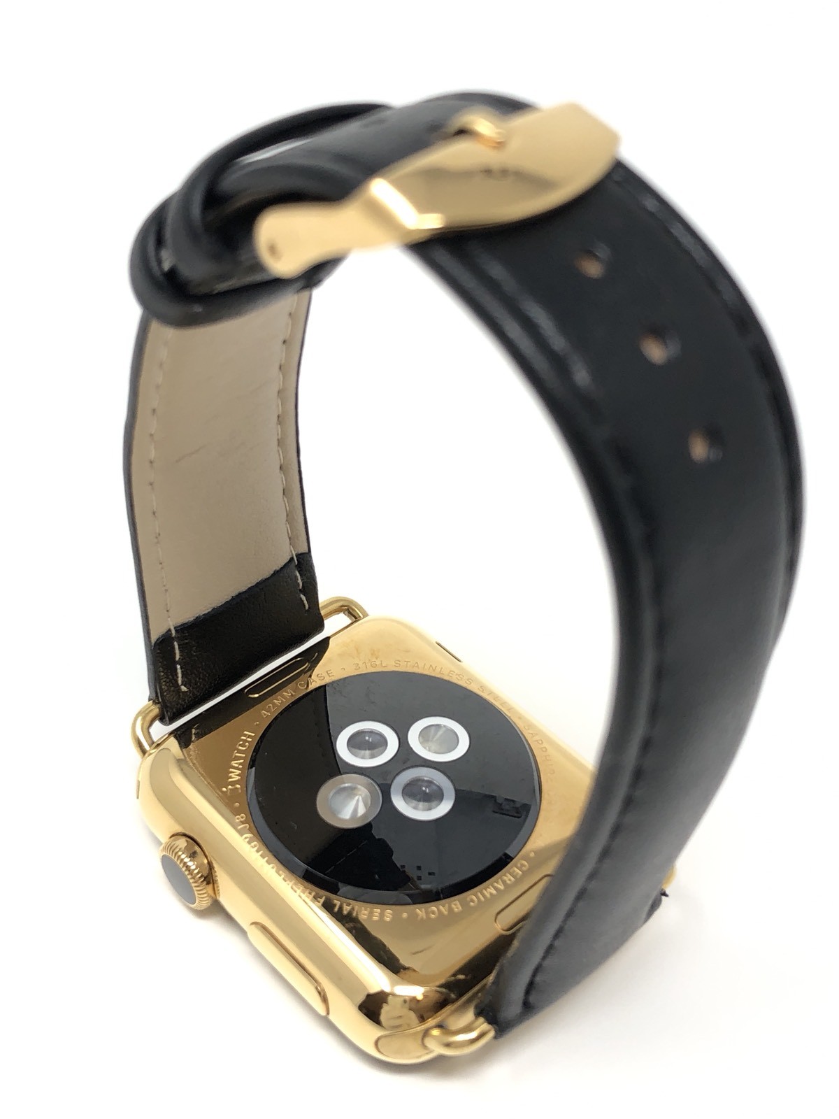 24K Gold 42MM Apple Watch SERIES 2 with Black Leather Band