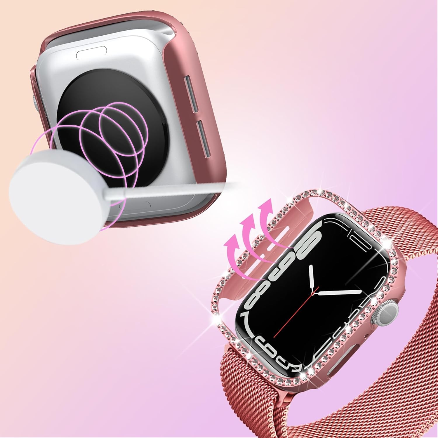 8 Colorful Glitter Diamond Bumper Case Set for Apple Watch Series 11 46mm