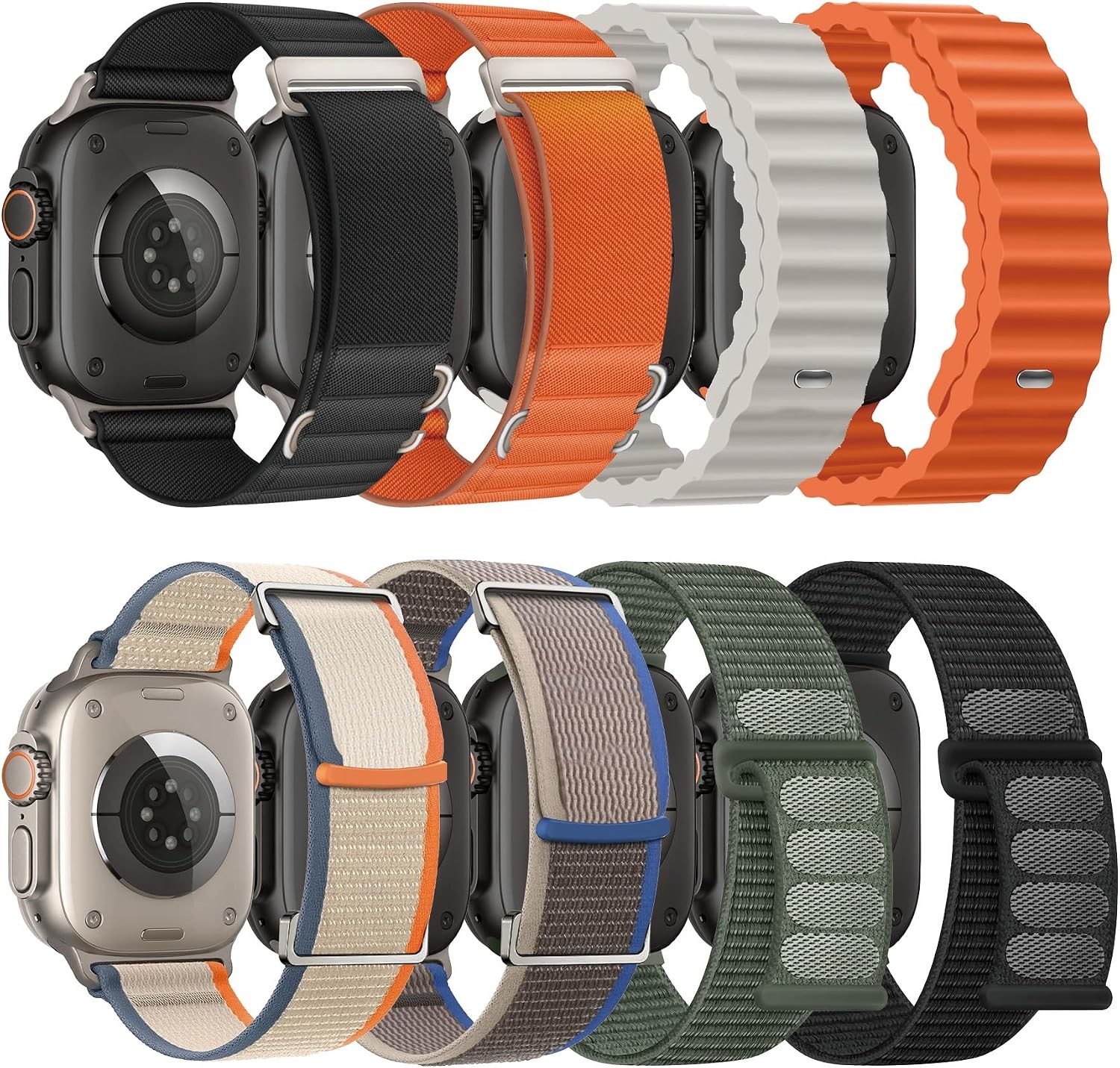 8 Pack Compatible Bands for Apple Watch Ultra 49mm 46mm 45mm, Breathable Design