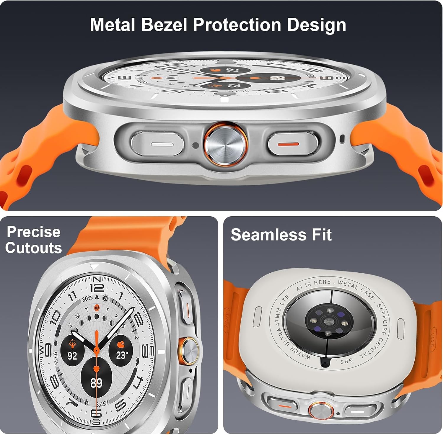Metal Case For Samsung Galaxy Watch Ultra 47mm Rugged Thin Hard Frame Cover