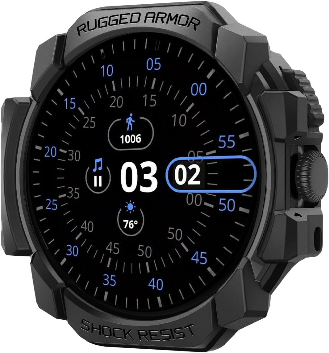 Rugged Armor Case for Google Pixel Watch 41mm Durable TPU Cover – Matte Black