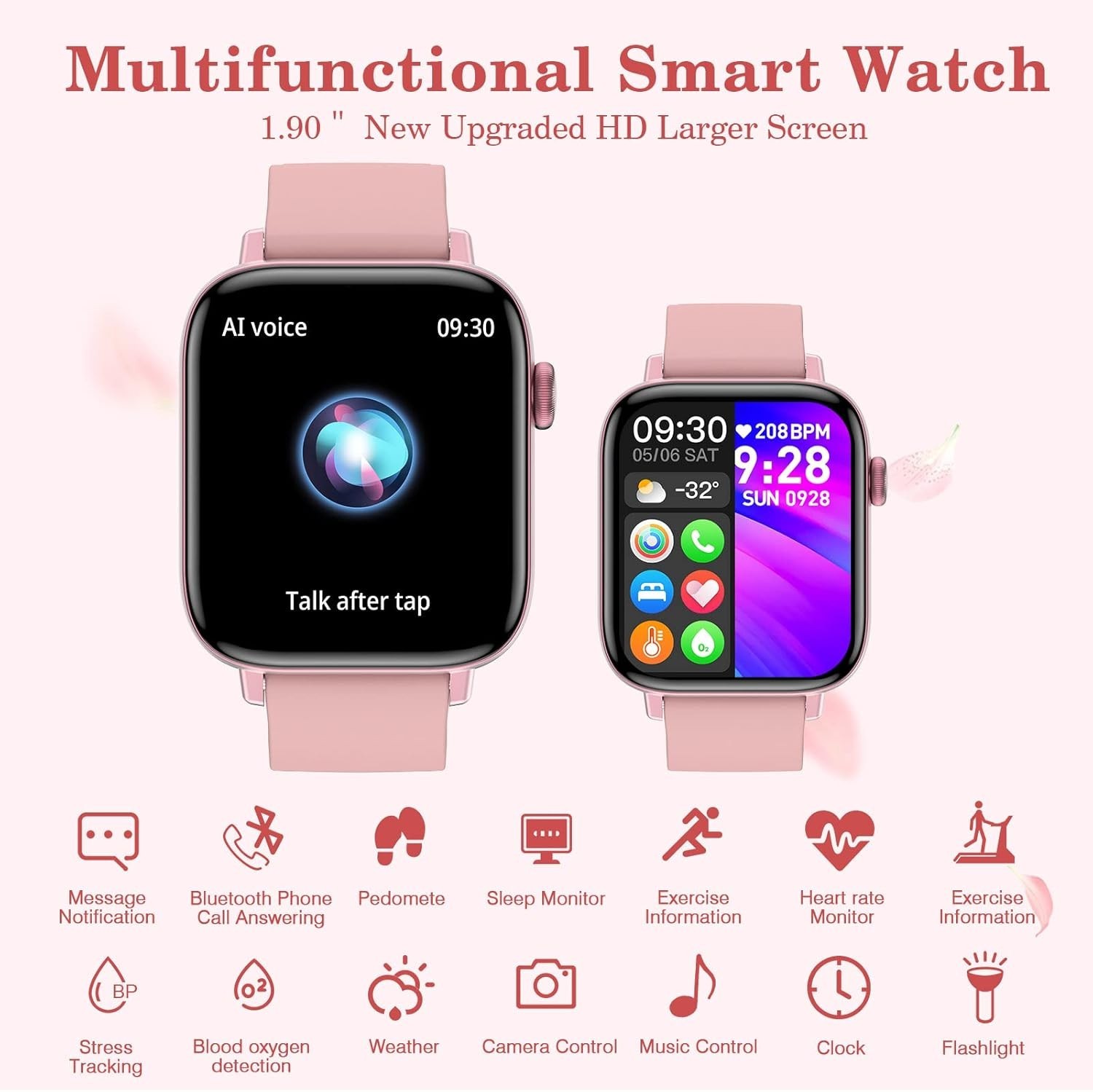 Multi-Functional 1.9” Smartwatch for Android/iOS with Call & Activity Tracking