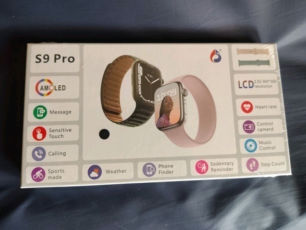 S9 Pro Smart Watch Sensitive Touch Calling Sports Mode Weather Tan & Gray Bands