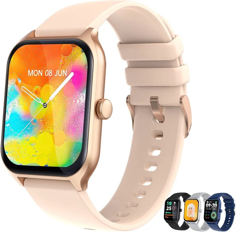 Jdcrsj Smartwatch 1.96-Inch HD Touch Screen with Text and Call, Light Pink