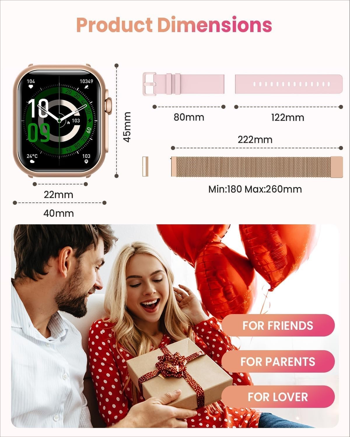 Fitness Smart Watch for Men & Women, 120+ Sport Modes, Heart Rate Monitor, IP68,