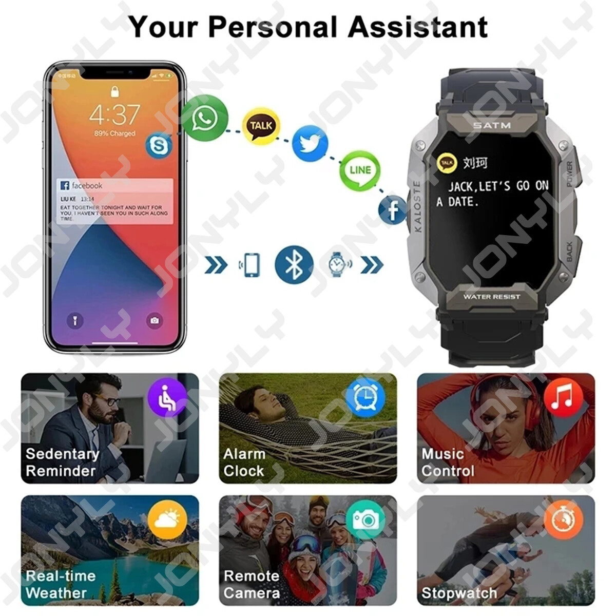 LIGE Smart Watch Fitness Tracker Heart Rate Monitor Waterproof Sports Watch US.