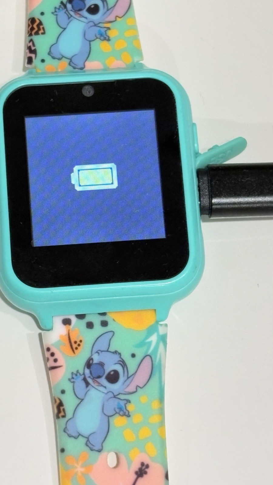 Disney Stitch Kids Smartwatch Touchscreen, 40mm Blue, Silicone Band Needs USB