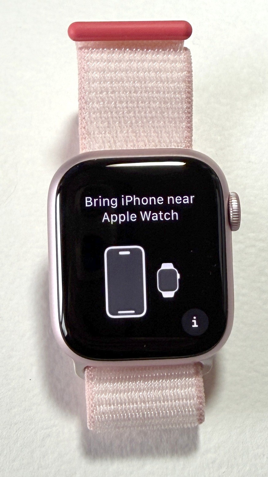 Apple Watch Series 9 41mm, Pink Case with Light Pink Sport Loop (GPS + Cellular)