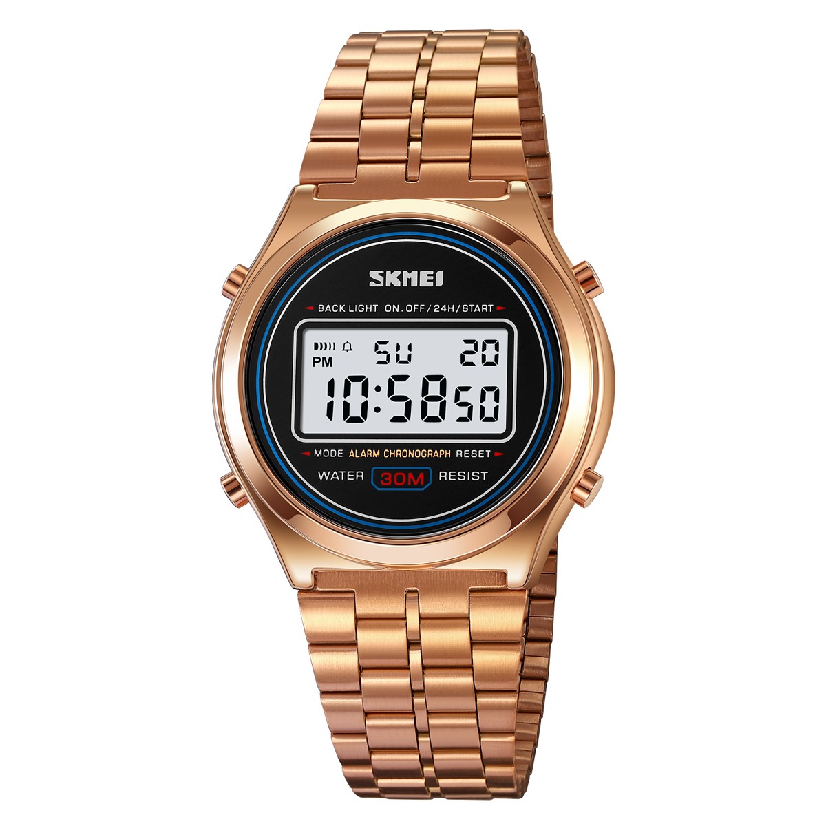 Glass Mirror Electronic Luminous Watch Display Date Alarm Multifunctional