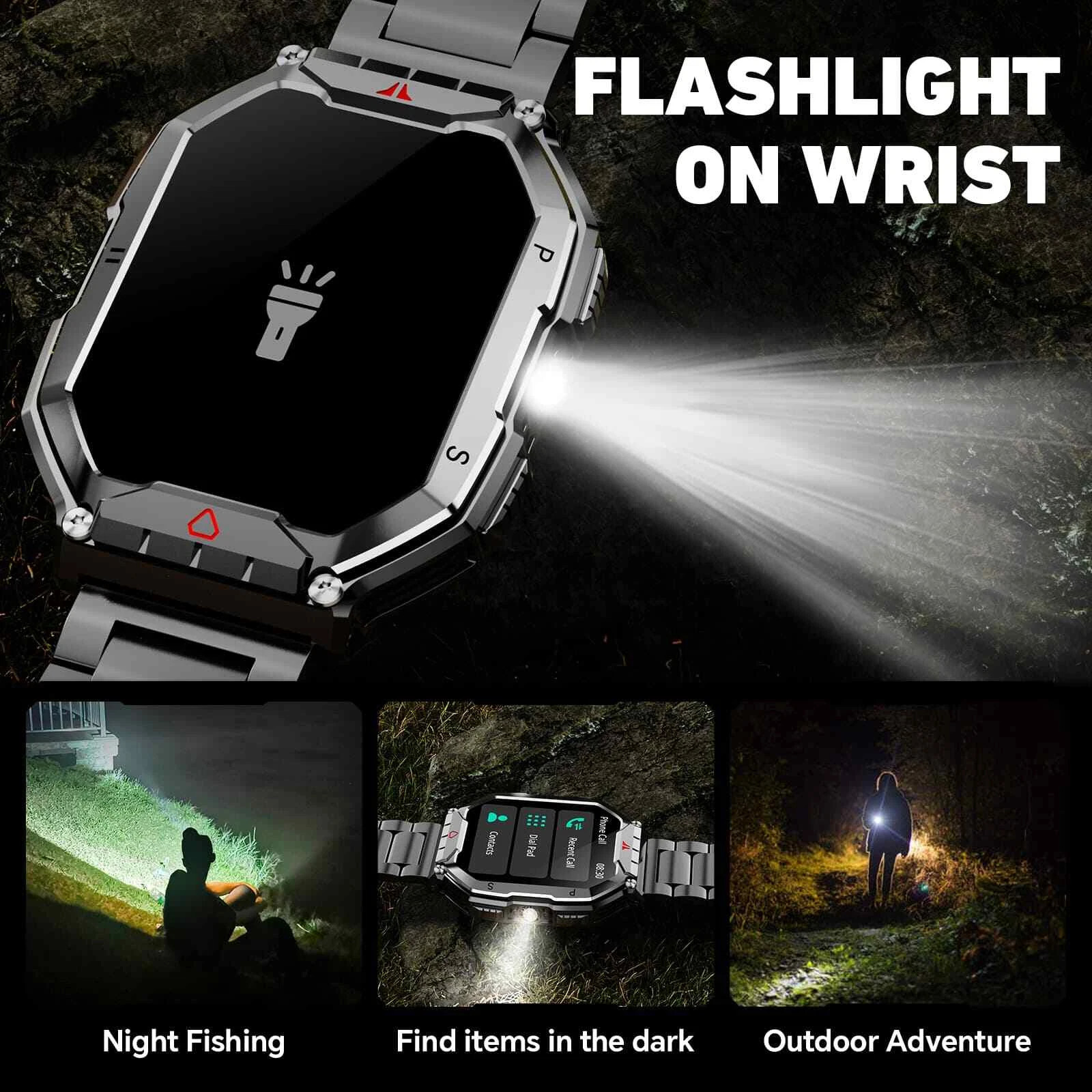 🔥2.1″ Smartwatch (Answer/Make Call) 3ATM Waterproof 650mAh Military Sport Watch