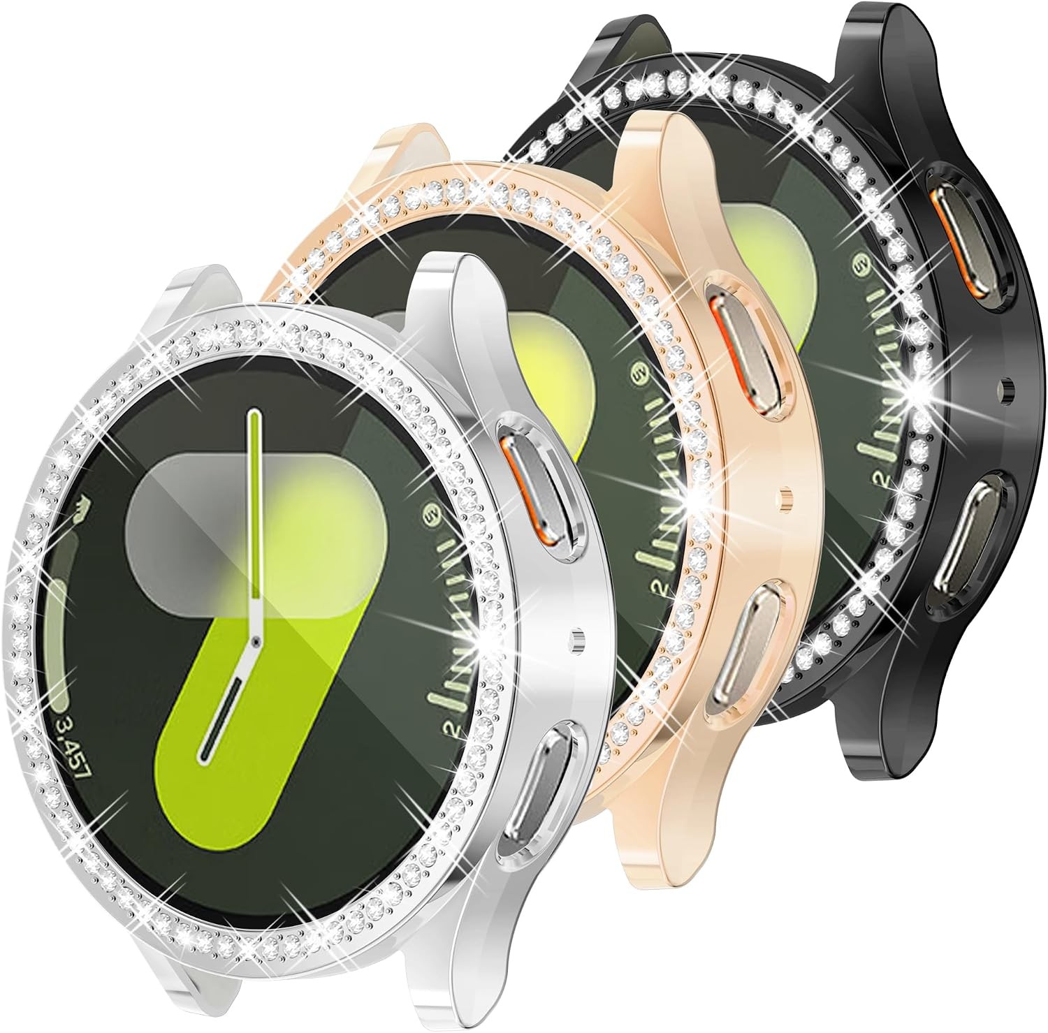 Screen Protector Case for Samsung Galaxy Watch 7 44mm Bling Diamonds Soft TPU