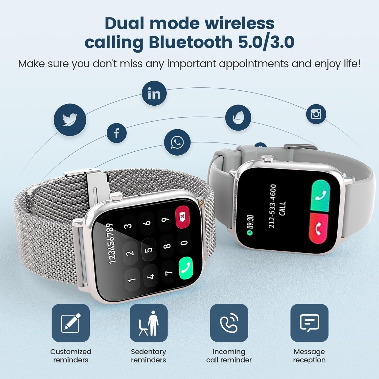 Smart Watch for Women with Answer/Make Calls/Fitness/Sleep/Waterproof – (Silver)