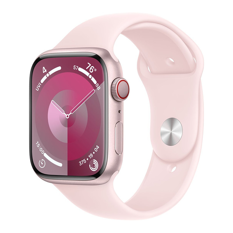 Apple Watch Series 9 45mm Aluminum Case with Sport Band – Light Pink, S/M