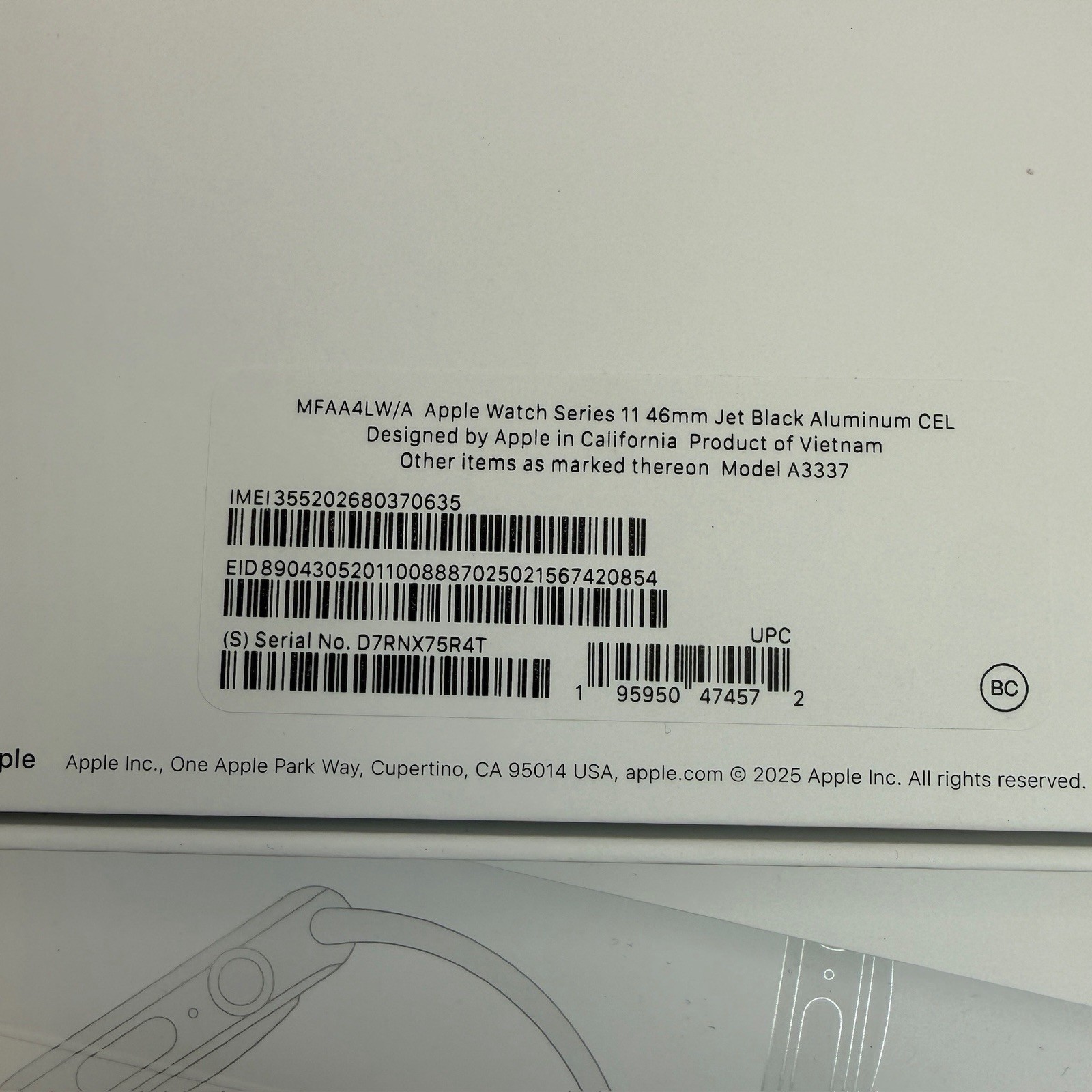 Apple Watch Series 11 GPS+Cellular 46MM Jet Black Aluminum Black Nike Sport Band