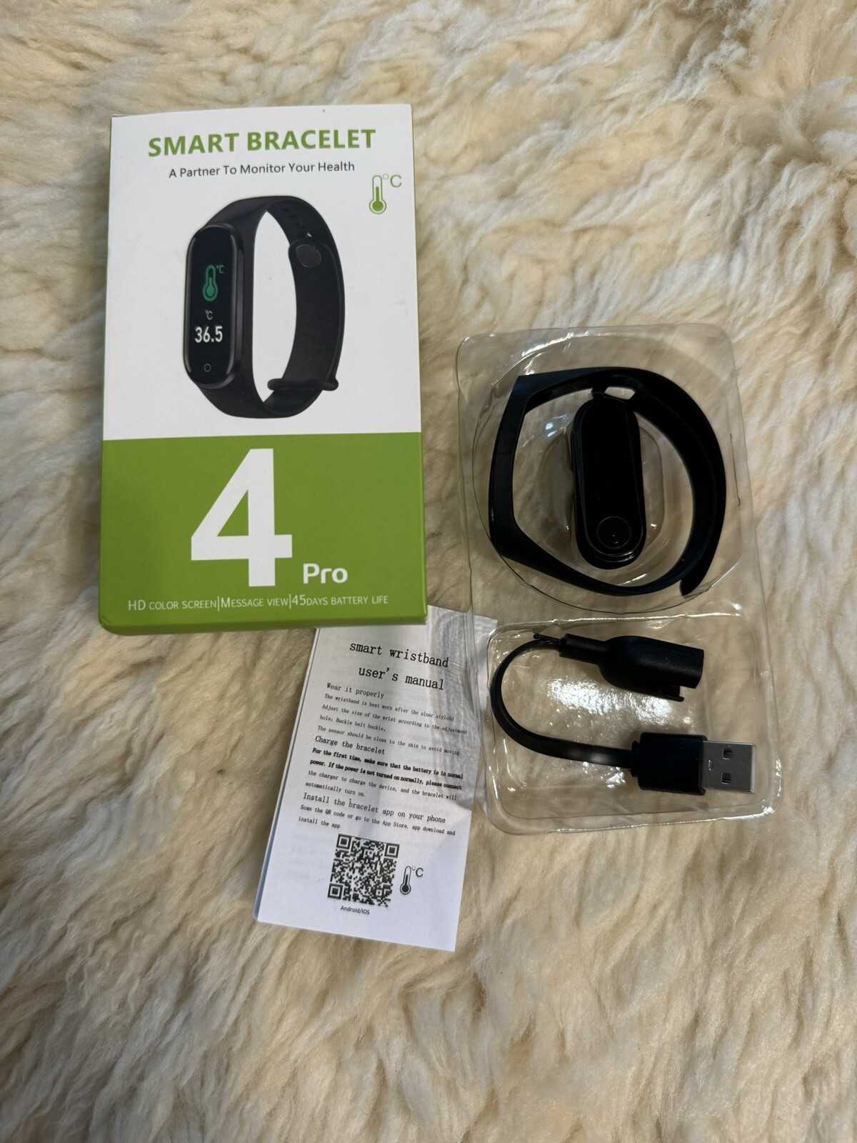 Smart Bracelet 4 Pro HD Color Screen New Untested Health Calories Motion Monitor