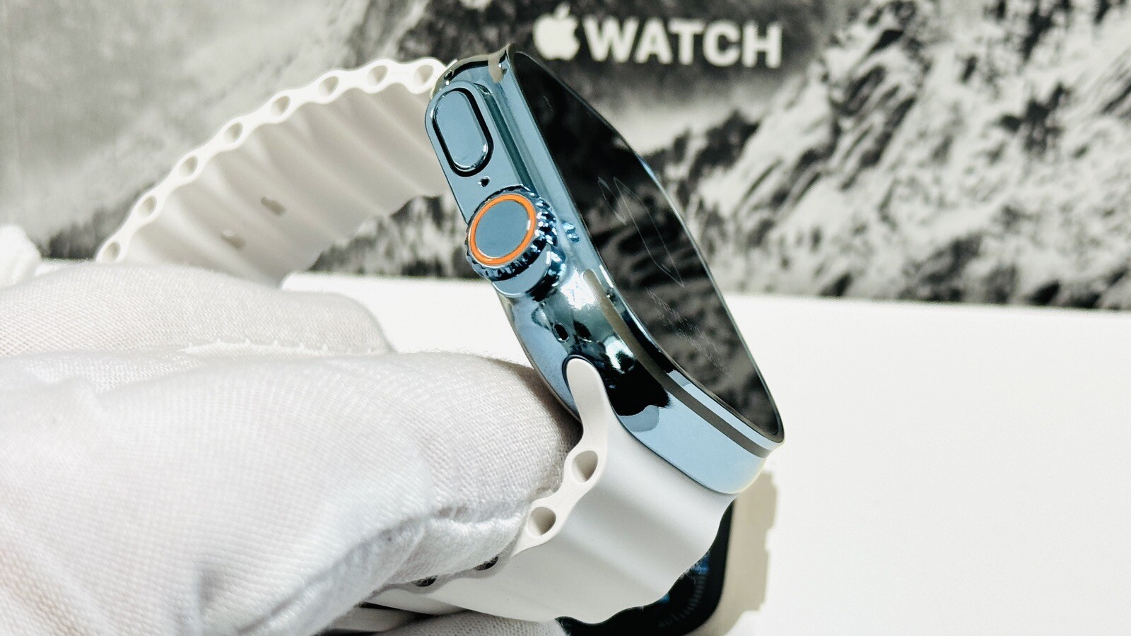 SKY BLUE Apple Watch ULTRA 3 49mm Titanium Custom Polished Anodized White Ocean