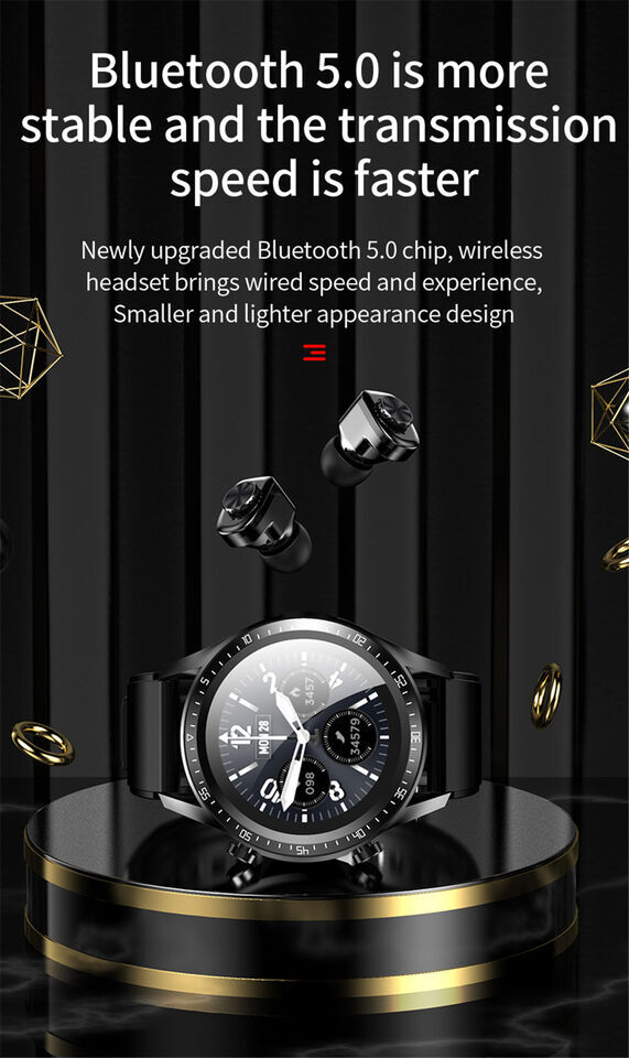 2 In 1 Smart Watch with Earbuds Men Smartwatch Wireless Headset For Android iOS