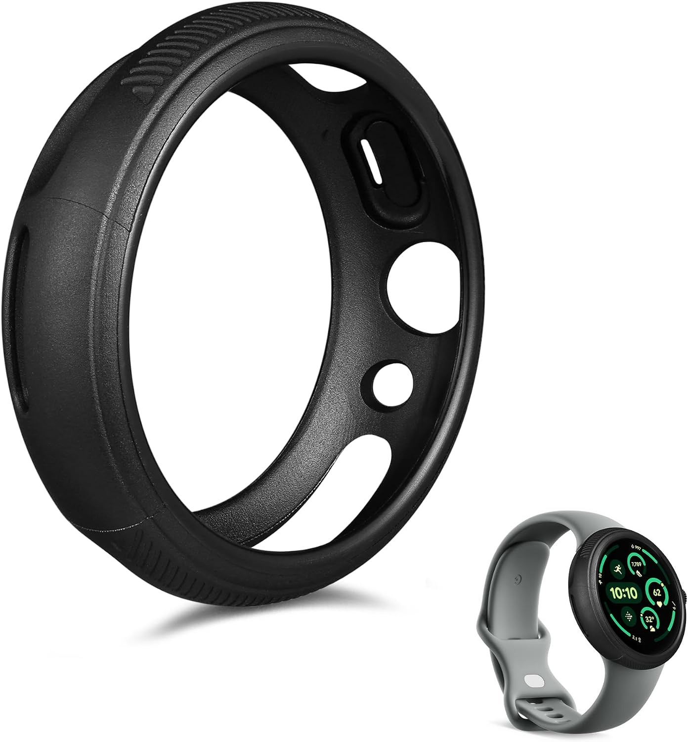 Ultra-Thin Rubber Protective Case for Google Pixel Watch 3 (45mm) – Black