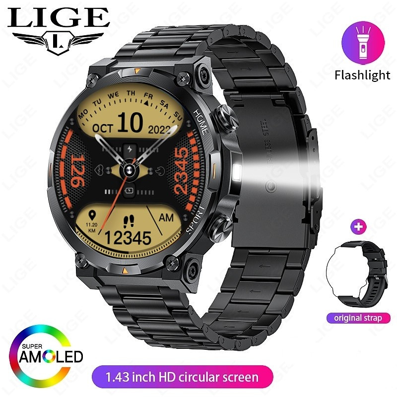 1.43″ HD Smart Watch (Answer / Make Call) Rugged Military Sports Fitness Tracker
