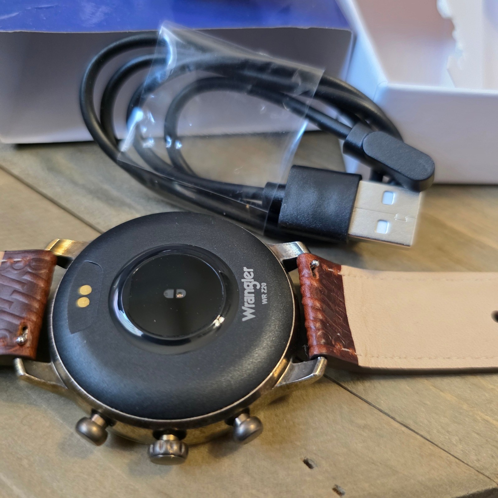 Wrangler WRZ20 Series Smartwatch Brown Leather Basketweave Strap Western Buckle