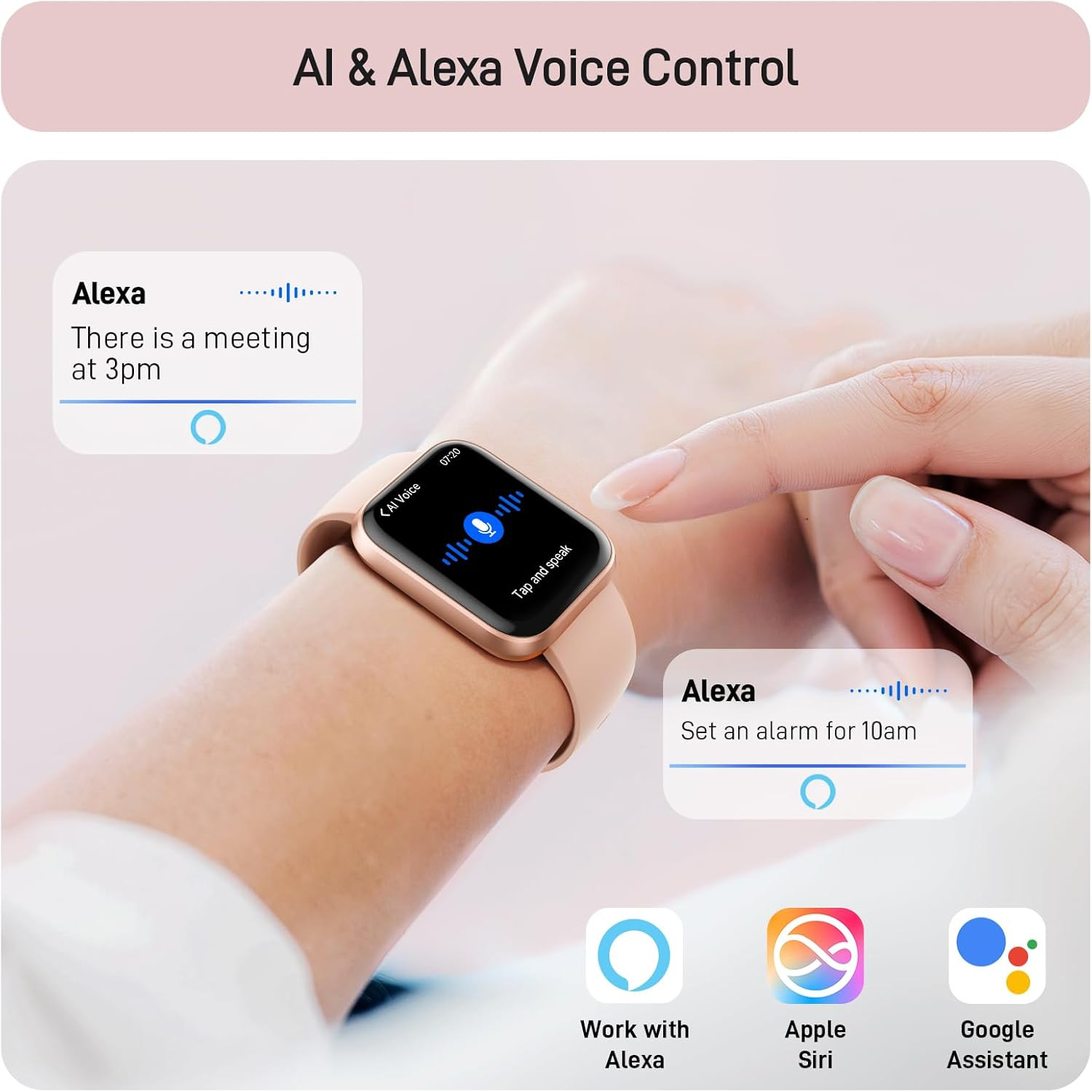 Smart Watch for Women Android & Iphone, Alexa Built-In, 1.8″ Touch Screen Fitnes