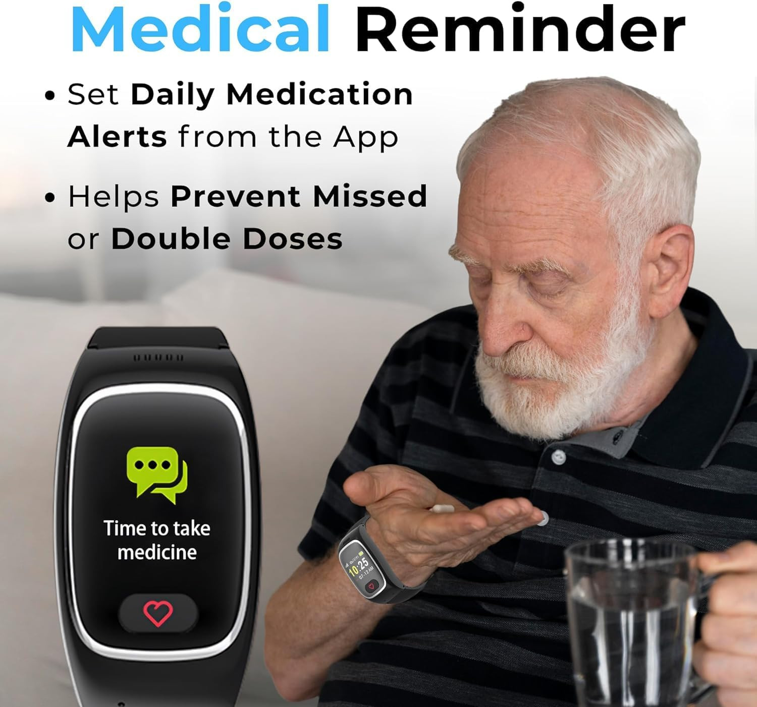 Smartwatch: Medical Alert Bracelet with GPS Tracker, Fall Detection Smart Watch,