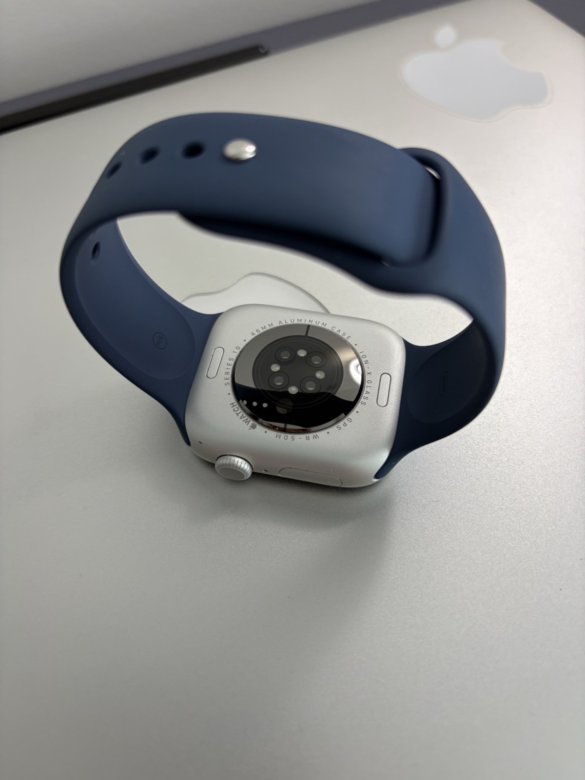 Apple Watch Series 10 GPS 46mm Silver Aluminum Case Blue Silicone Band 64GB