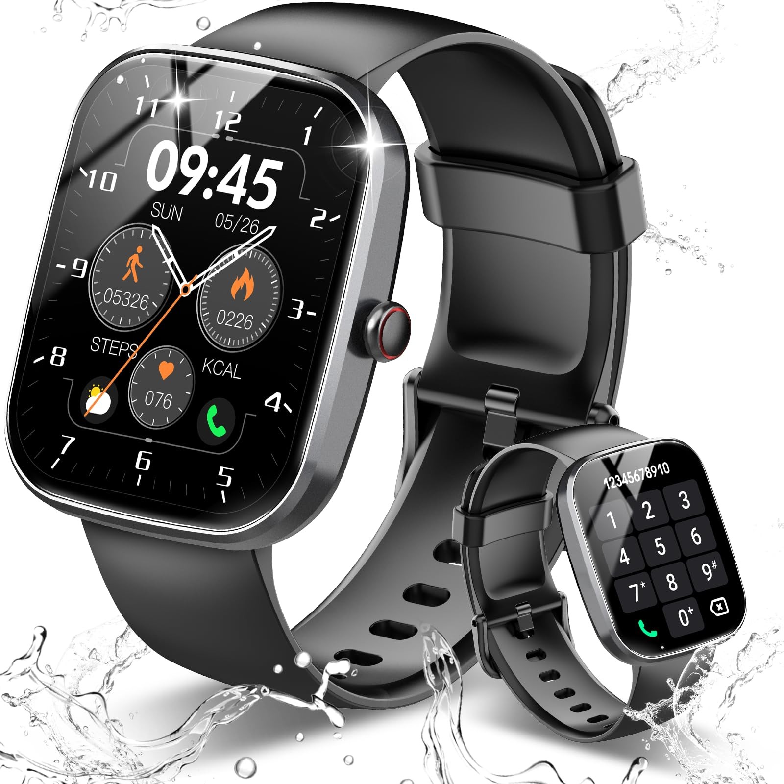 for Men (Answer/Make ), 1.91″ HD Screen Heart Rate/Sleep/Steps Monitor Black