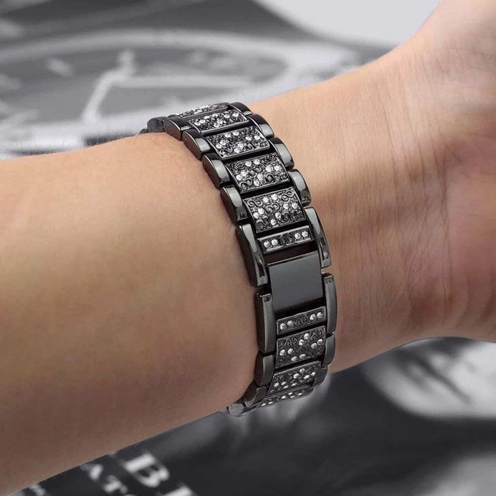 Jewelry Replacement Bracelet Band for Samsung Galaxy Fit3 SM-R390 Black Metal Bl